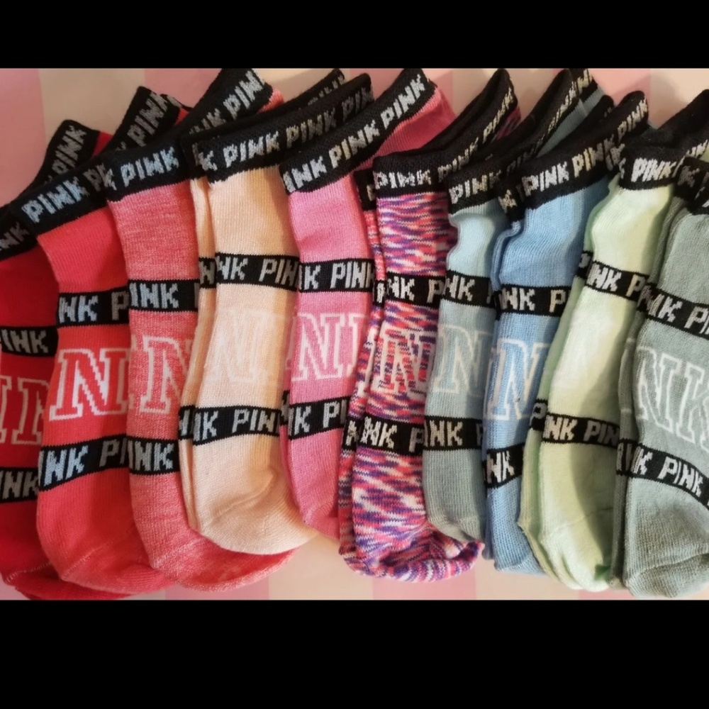 PINK mock ankle socks, 10 pairs